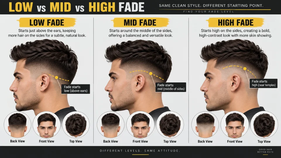 Comparison graphic of low, mid, and high fade starting points